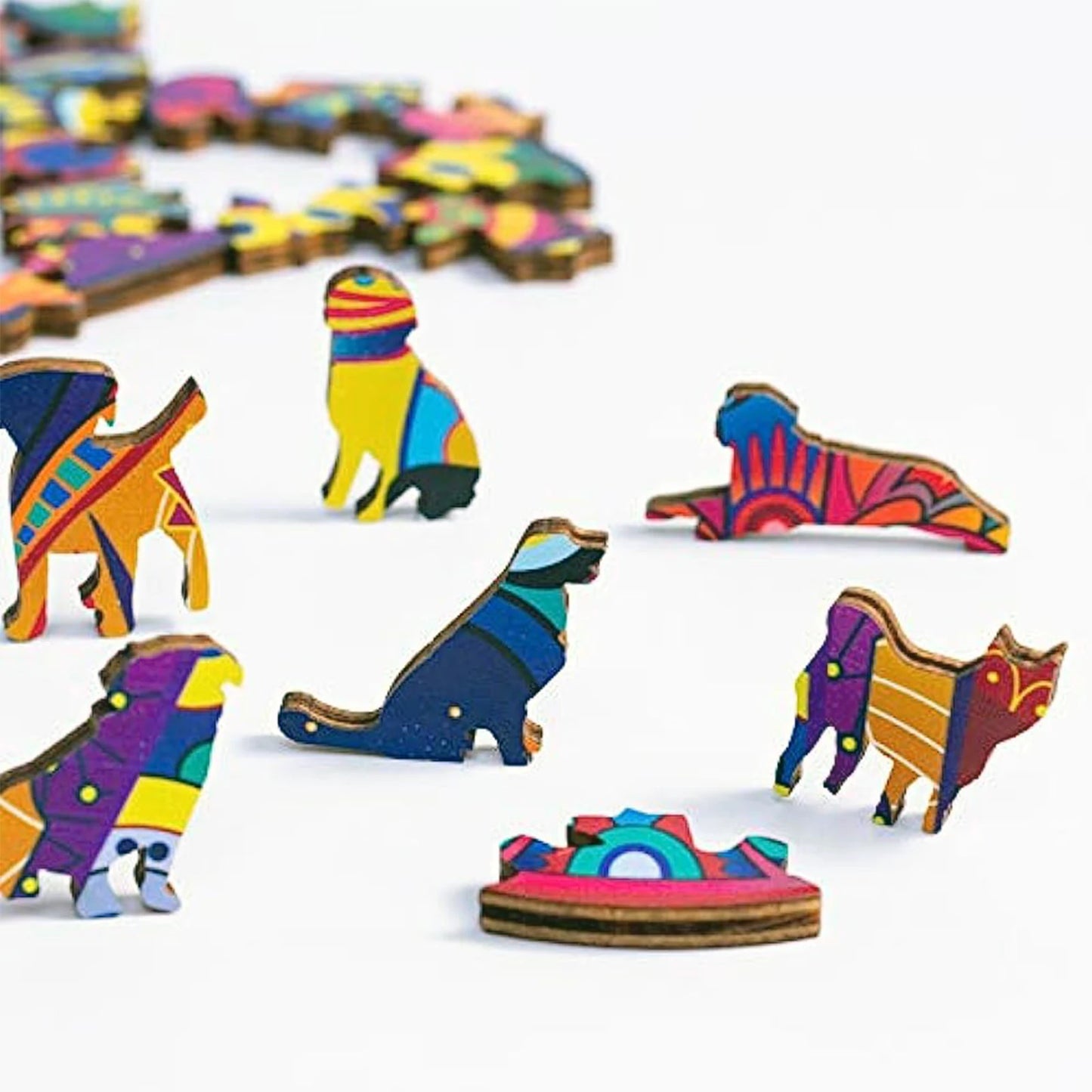 Pfauenmuster Holzpuzzle mit einzigartiger Tierform für Familienspiel
