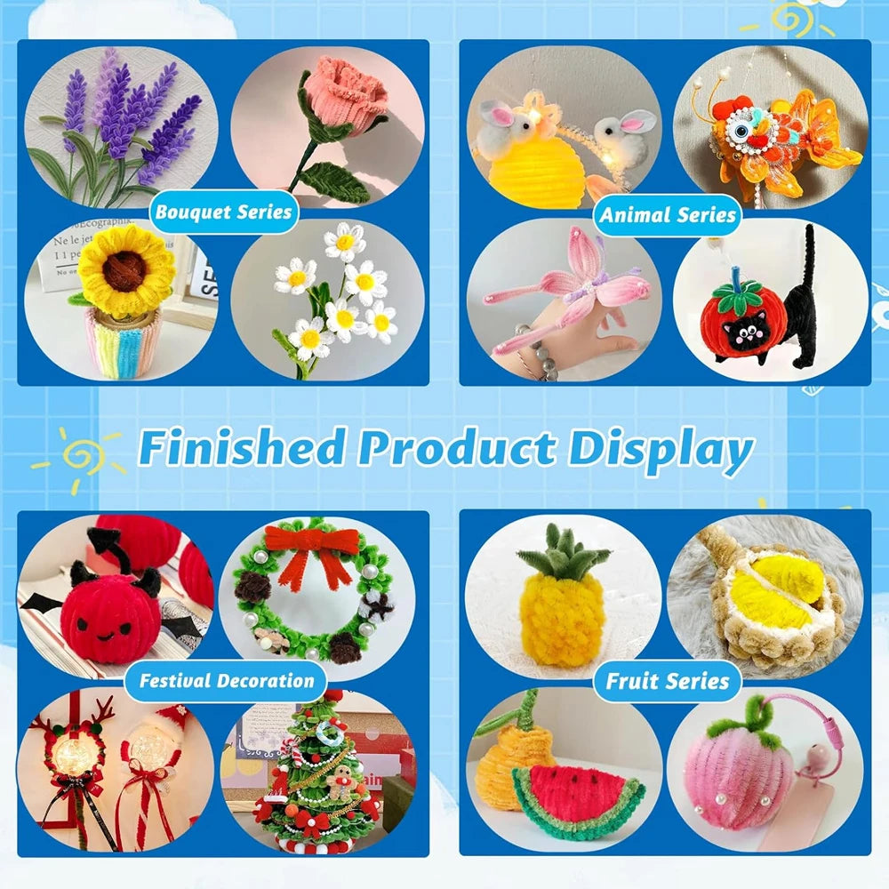 Bunte Chenille Stiele 100 bis 1500 Stück zum Basteln und DIY Kinderkunst