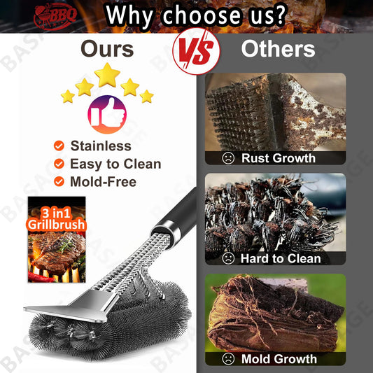 Borstenfreie Edelstahl-Grillbürste – Sicher - rostbeständig für sauberen Grillspaß