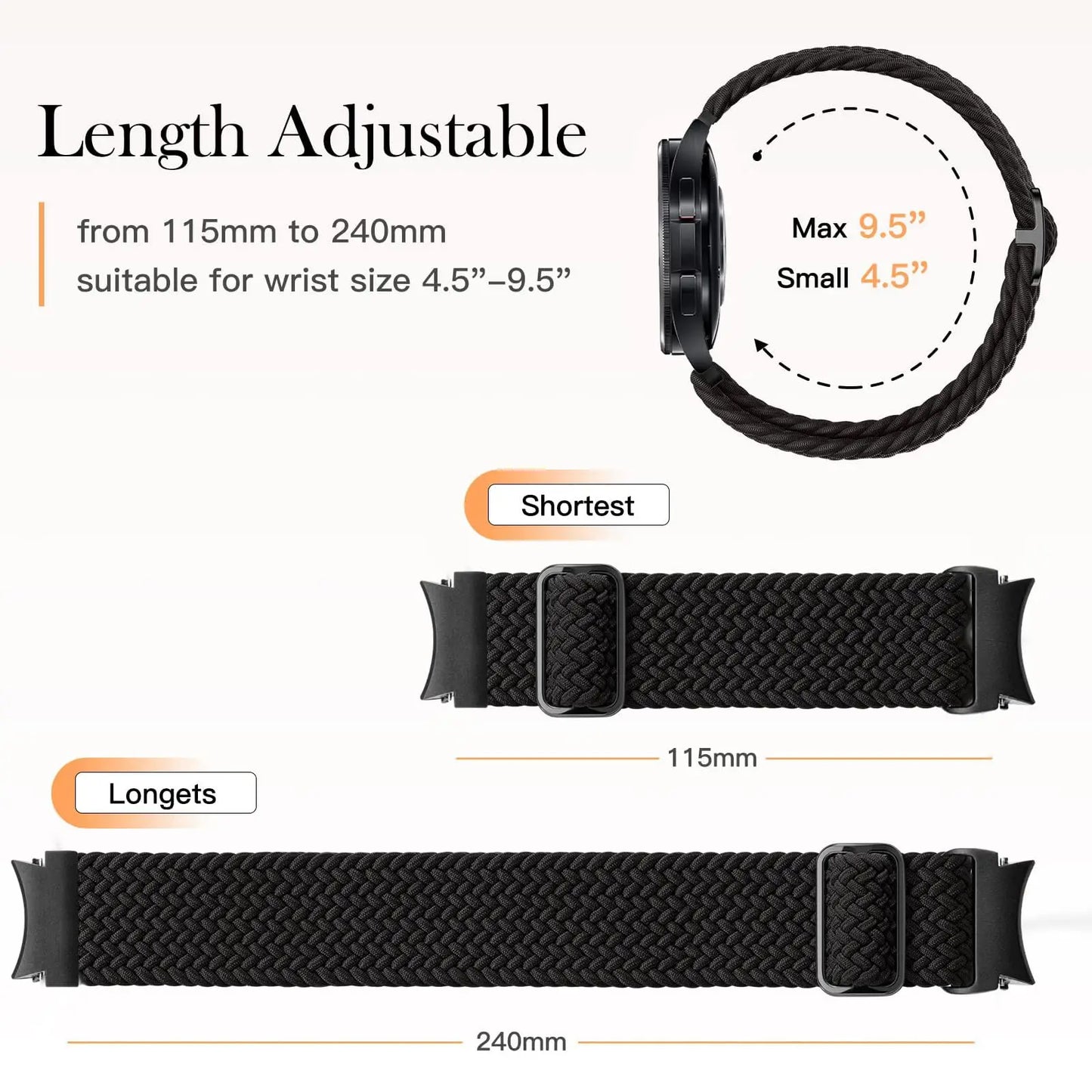 Schnell - bequem: Geflochtenes Nylon-Uhrenarmband für Galaxy Watch, 15 Farben