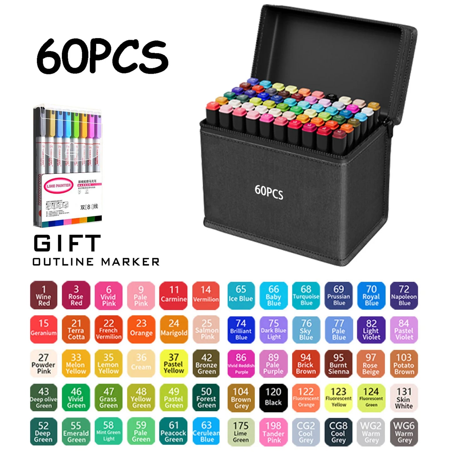 Doppelspitze Permanent Art Marker Set – 120 Farben für Zeichenkunst