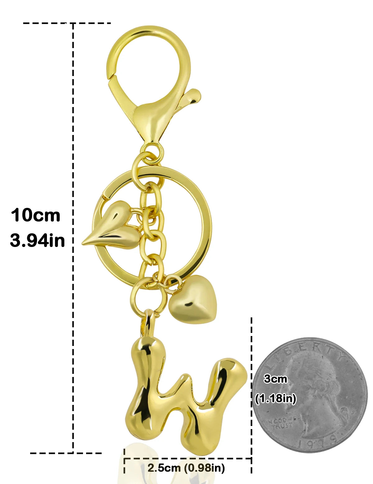 Personalisierter 18K Gold Schlüsselanhänger mit Herz – Blasenbuchstaben Damen