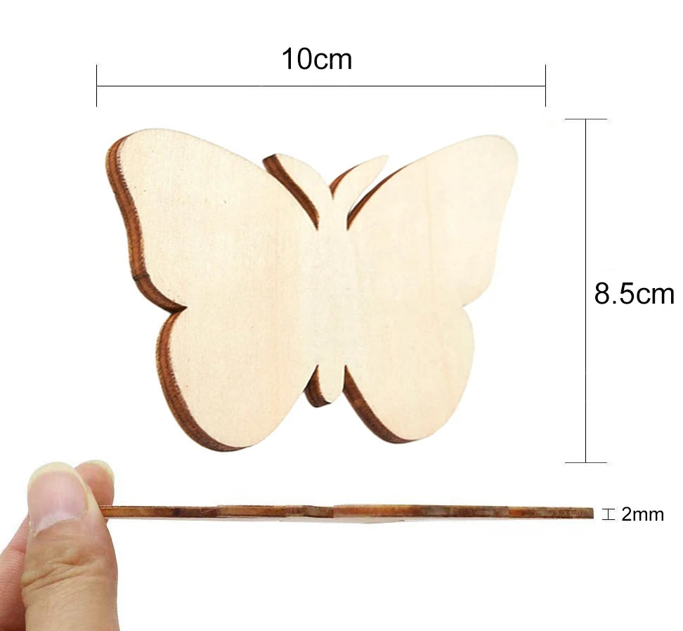 10 Holzscheiben DIY Set Schmetterling und Blume für kreative Dekoration