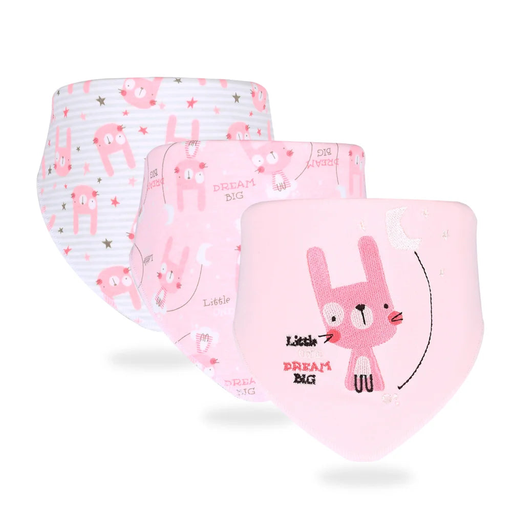 Sanfte Babypflege garantiert: 3er Set Baumwoll Bandana Lätzchen mit Tierprint