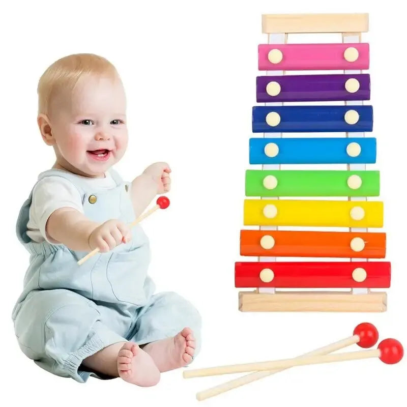 Farbenfrohes 8-Töne Holz-Xylophon mit 2 Schlägeln – spielerisch Musik lernen