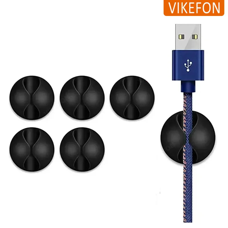 Silikon Kabelhalter rund 1cm | Mini Organizer für Desktop Kabelmanagement