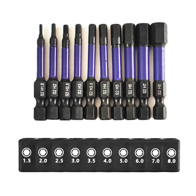 10-teiliges Innensechskantschlüssel-Set mit magnetischen Bits - Schnellspannschaft