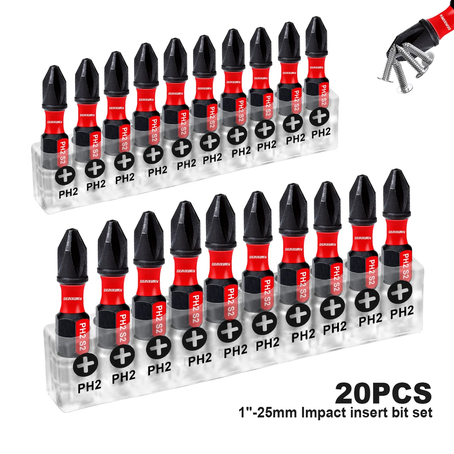 PH2 Kreuzschlitz Schlagschrauber Bit Set - Magnetisch S2 Stahl - 20+ Teile