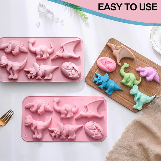 12er Dinosaurier Silikonform für Kuchen, Schokolade - Fondant – Lebensmittelecht