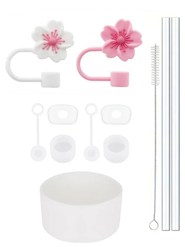 Praktisches 11-teiliges Zubehör-Set mit Silikonstopper - Strohhalm für 30/40oz Becher