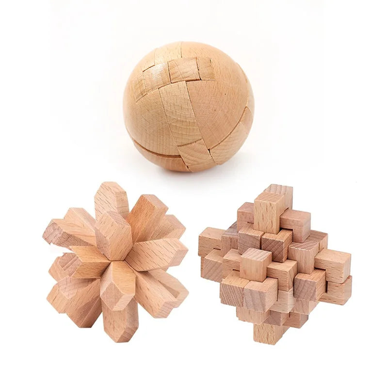 3PCS LuBan Lock Holz Puzzle IQ Brain Teaser für Erwachsene und Kinder
