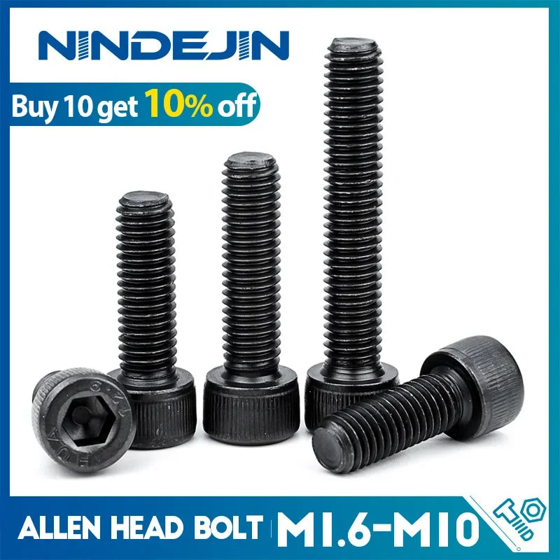 NINDEJIN Hexagon Steckschrauben M1.6 bis M10 aus Karbonstahl DIN912
