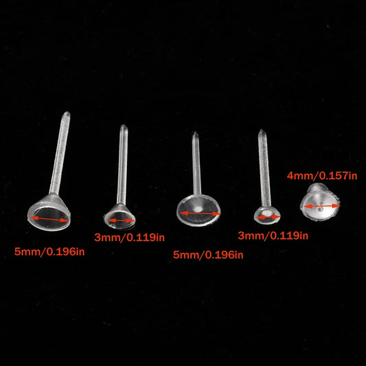 Klar transparente Ohrstecker aus flexiblem Kunststoff für empfindliche Ohren