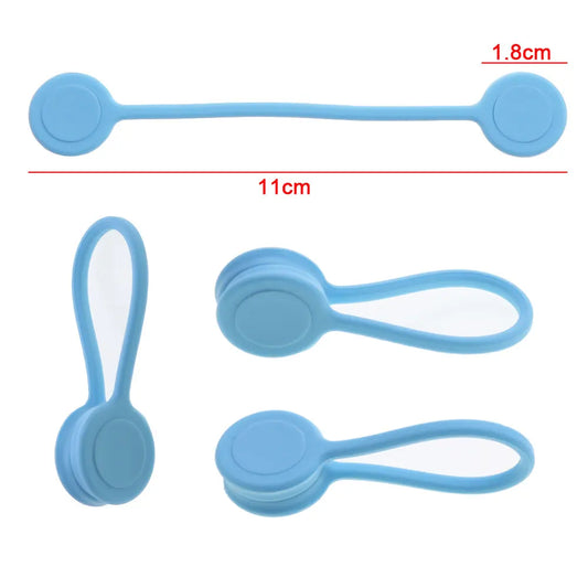 5x Magnetische Silikon Kabelbinder: Organizer, Buchmarker, Universalhelfer