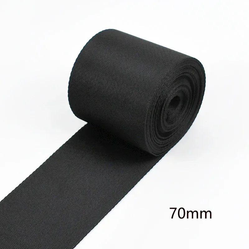 5m Schwarz Nylon Gurtband 10-100mm für Rucksack, Gürtel, DIY Nähen