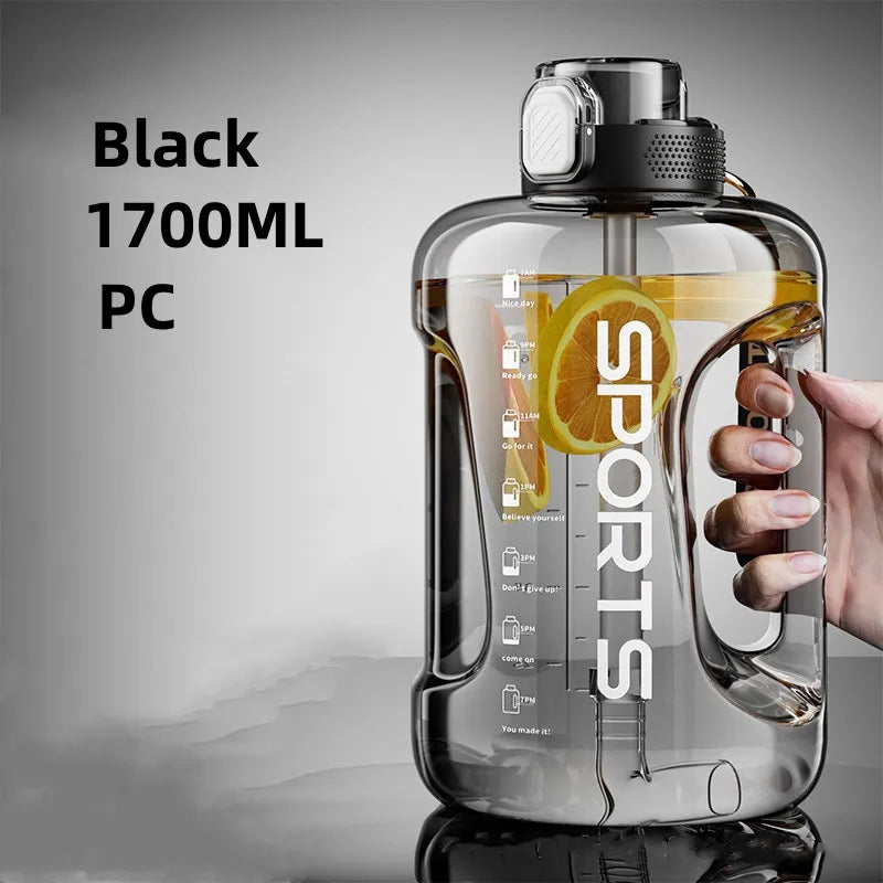 BPA-freie Fitness-Trinkflasche bis 3,8L – Robust, auslaufsicher, mit Strohhalm - Griff
