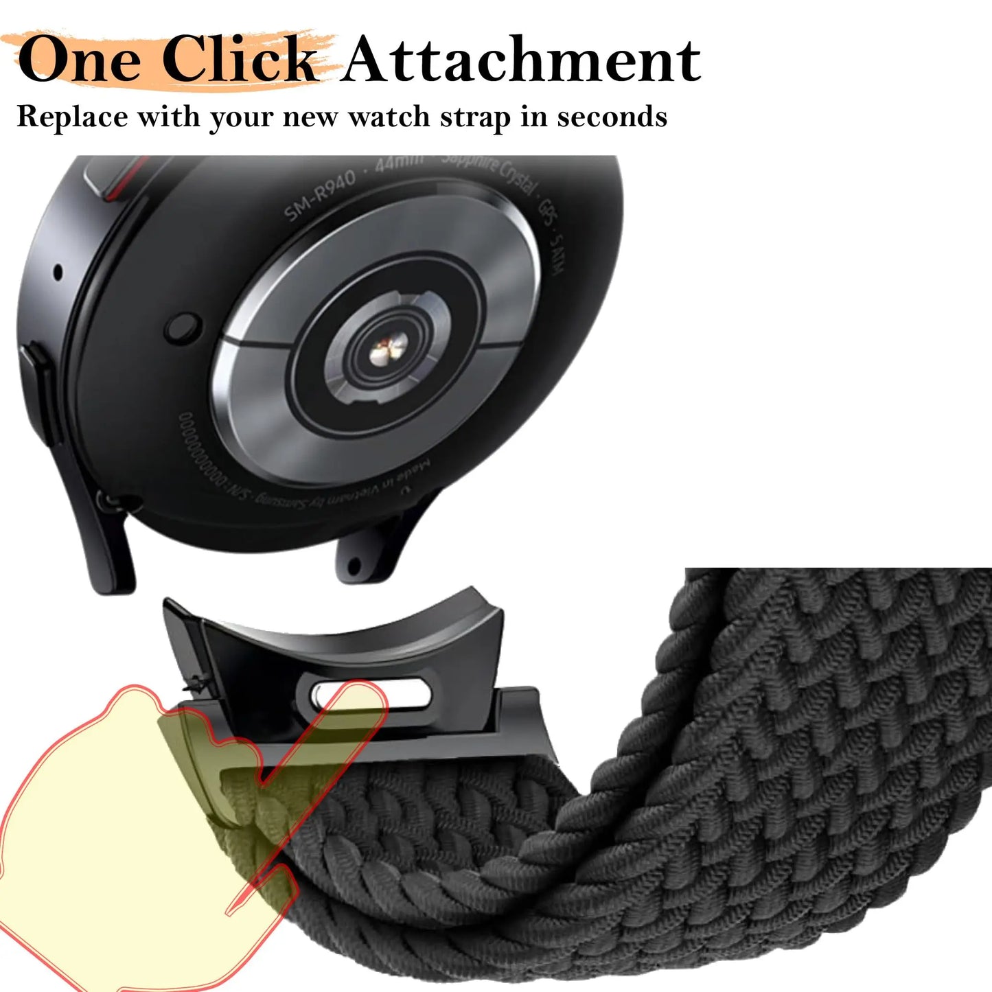 Schnell - bequem: Geflochtenes Nylon-Uhrenarmband für Galaxy Watch, 15 Farben