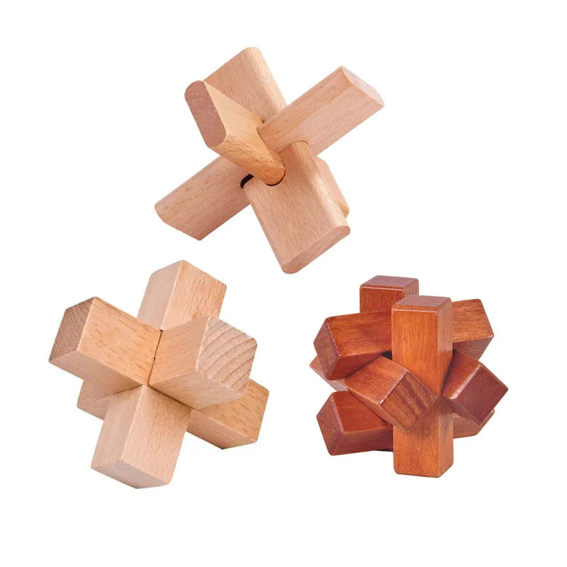 3PCS LuBan Lock Holz Puzzle IQ Brain Teaser für Erwachsene und Kinder