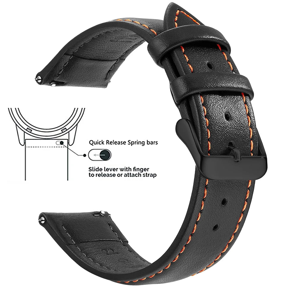 Echtleder Uhrenarmband Schnellverschluss 18/20/22mm für viele Smartwatches