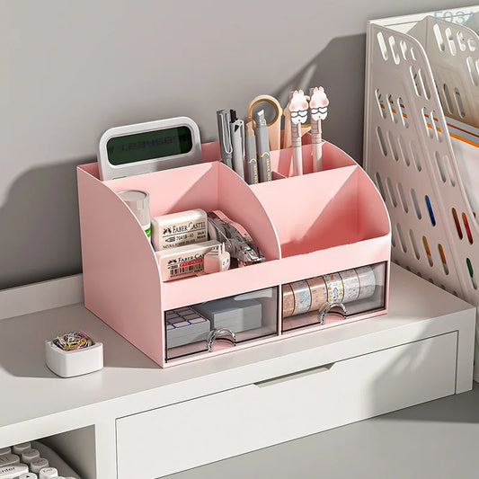 Desktop Organizer mit Schubladen Kunststoff Schreibtisch Make-up Aufbewahrung