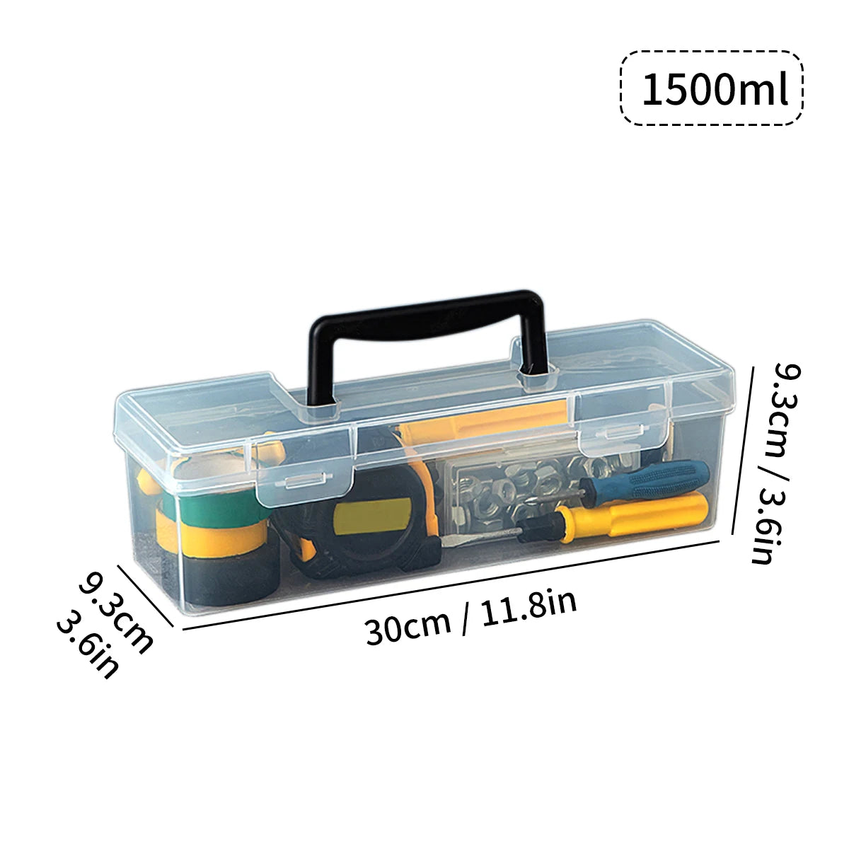 Staubdichte transparente Werkzeugbox mit Griff – robust - vielseitig organisiert
