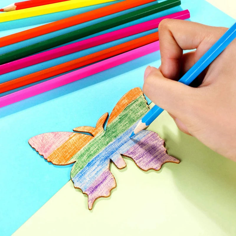 10 Holzscheiben DIY Set Schmetterling und Blume für kreative Dekoration