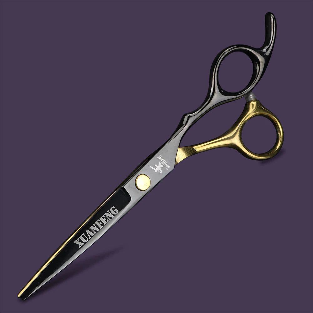 Professionelle Haarschneideschere aus Edelstahl mit schwarzer Goldbeschichtung für präzises Schneiden