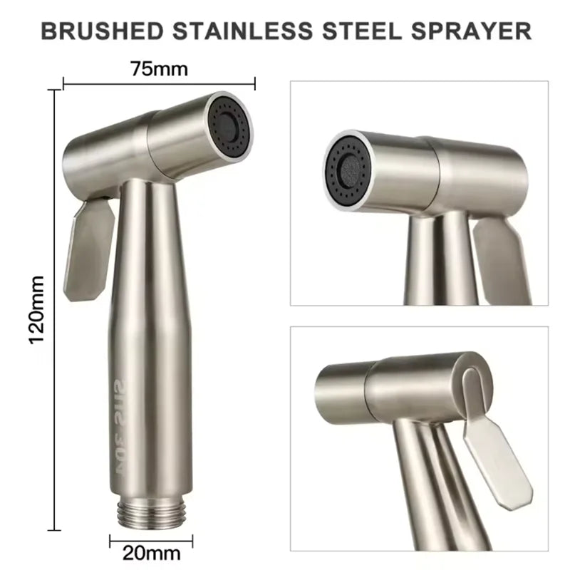 Effektive Hygiene leicht gemacht: Handliches Edelstahl Bidet mit horizontalem Spray