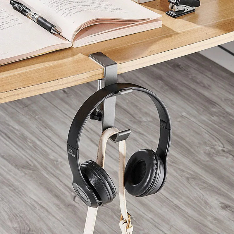 Platzsparender Schreibtisch-Randhaken aus Edelstahl – verstellbar für Headset - Rucksack