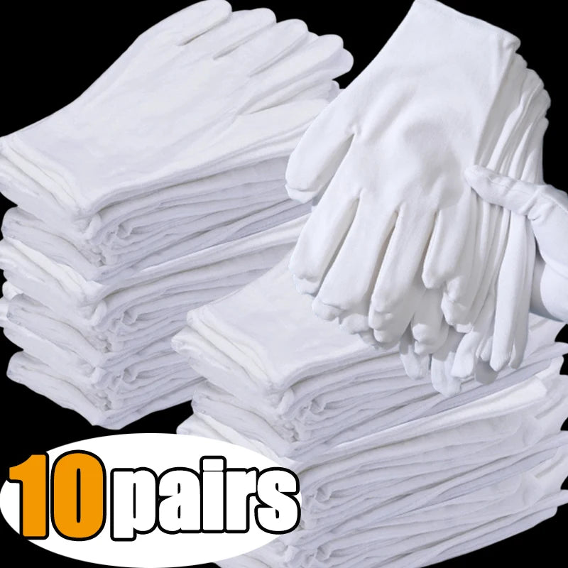 Vielseitige weiße Baumwollhandschuhe, einheitsgroß, weich - hautfreundlich – 1-10 Paar