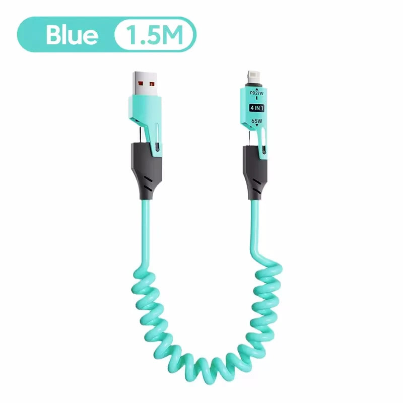 65W USB C - Lightning Datenkabel 4-in-1 Ausziehbar 6A Schnellladekabel