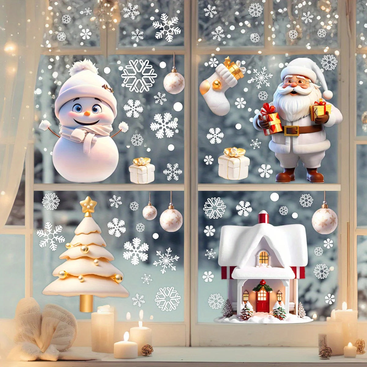 113 Statische Fensteraufkleber Weihnachtsschneeflocken für Partydeko