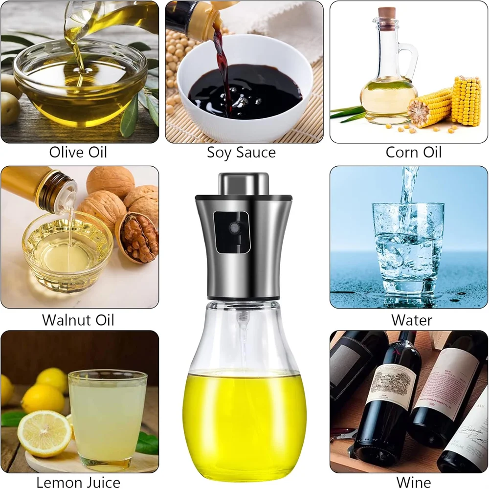 Präzises Sprühen - Auslaufsicher: Ölsprühflasche 200 ml Glas - Edelstahl