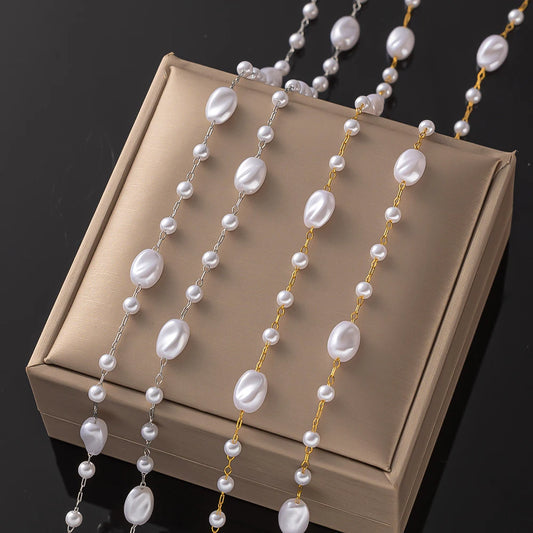 1m Edelstahl Imitationsperlenkette für DIY Schmuckherstellung Zubehör