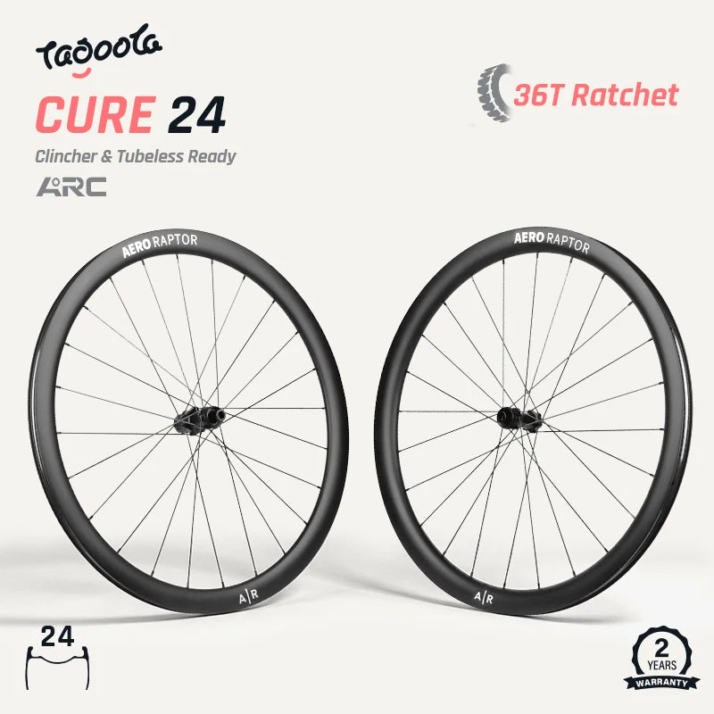 Tagoola Cure 24 Carbon Road Wheelset 700C Disc Brake 24mm Inter Width