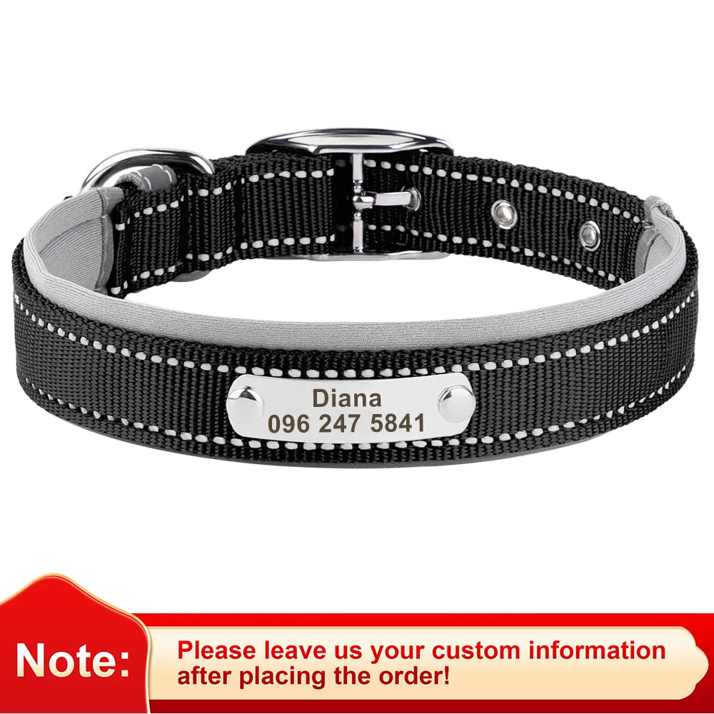 Reflektierendes Nylon-Hundehalsband mit ID-Tag für kleine bis große Hunde