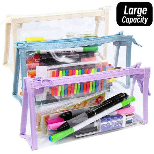 Transparentes dreieckiges Federmäppchen mit großer Kapazität für Schule - Büro