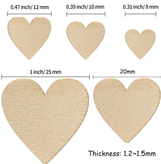 Vielseitige DIY Holzherzen 1-10 cm in Naturholz – Perfekt für kreative Projekte