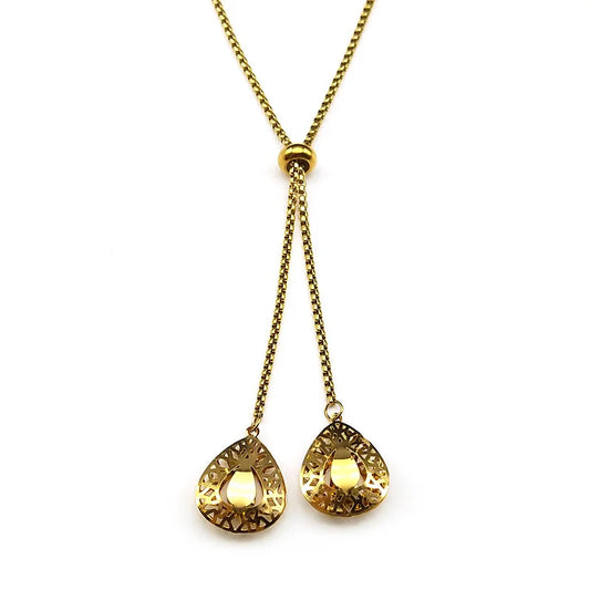 Edelstahl Kette mit hohlem Blumenanhänger und verstellbarer Länge 70cm