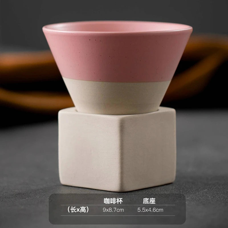 Retro Keramik Tasse in Dreieckiger Kegelform für Tee und Kaffee