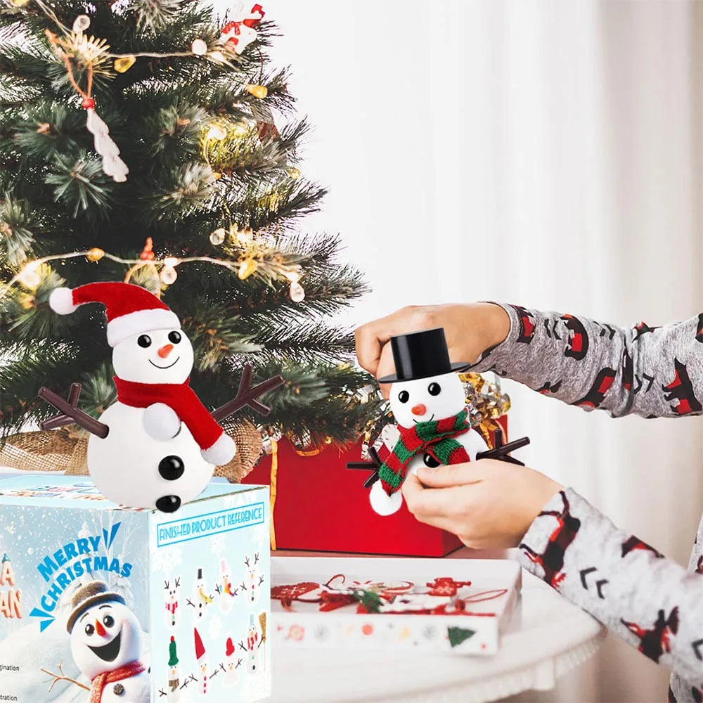 12-teiliges Set Ton-Schneemann Bausatz für Winter-Festival Dekoration