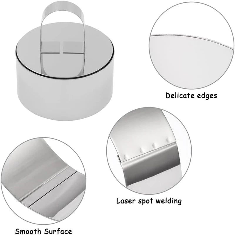 Runder Edelstahl Backring mit Drücker – Kuchen - Mousse Form