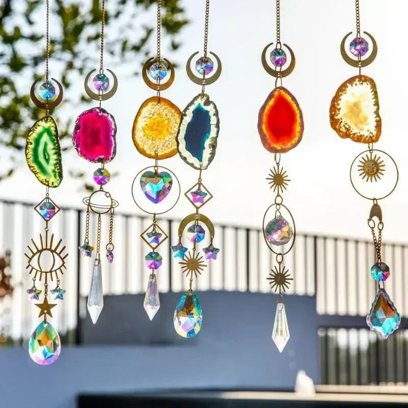 Kristall Sonnenfänger Sonne - Mond – Farbintensives Regenbogen-Prisma Dekor