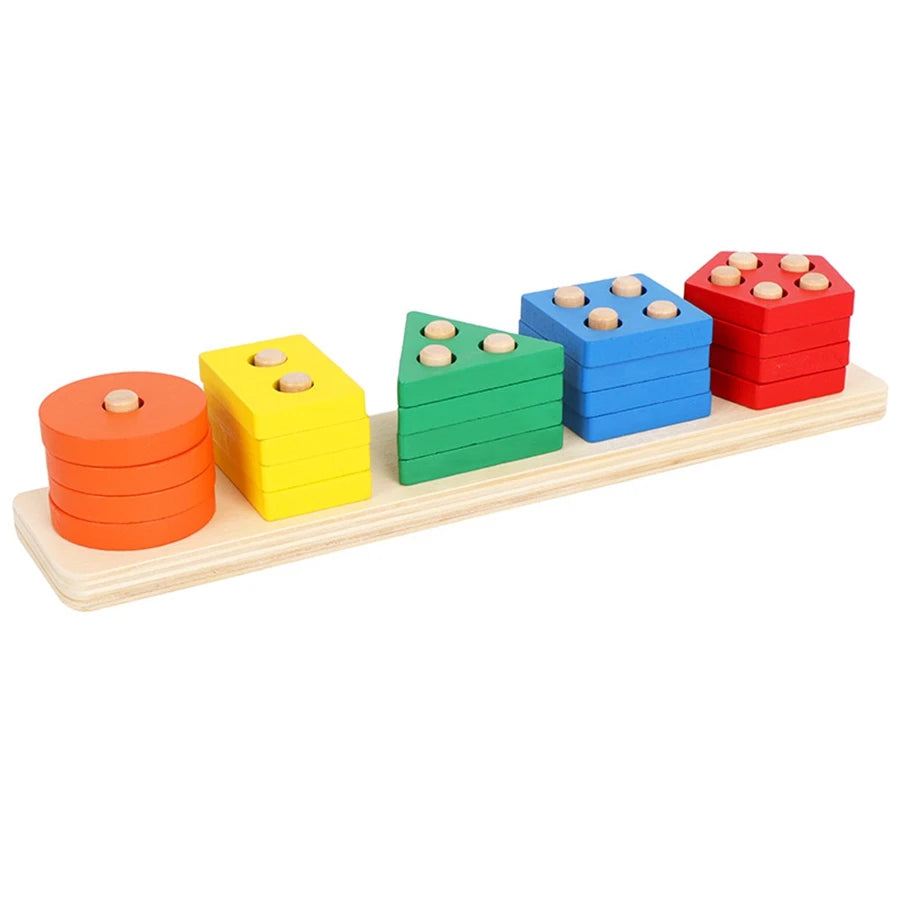 Montessori Holzspielzeug: Buntes Sortier- - Stapelspiel für Kinder 1-3 Jahre