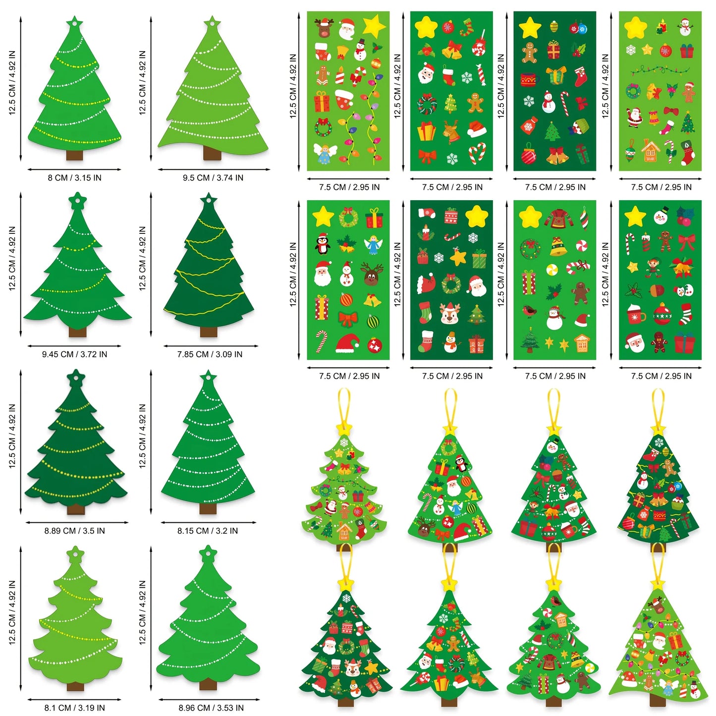 24 Sets Weihnachtsbaum-Bastelset für individuelle Grußkarten