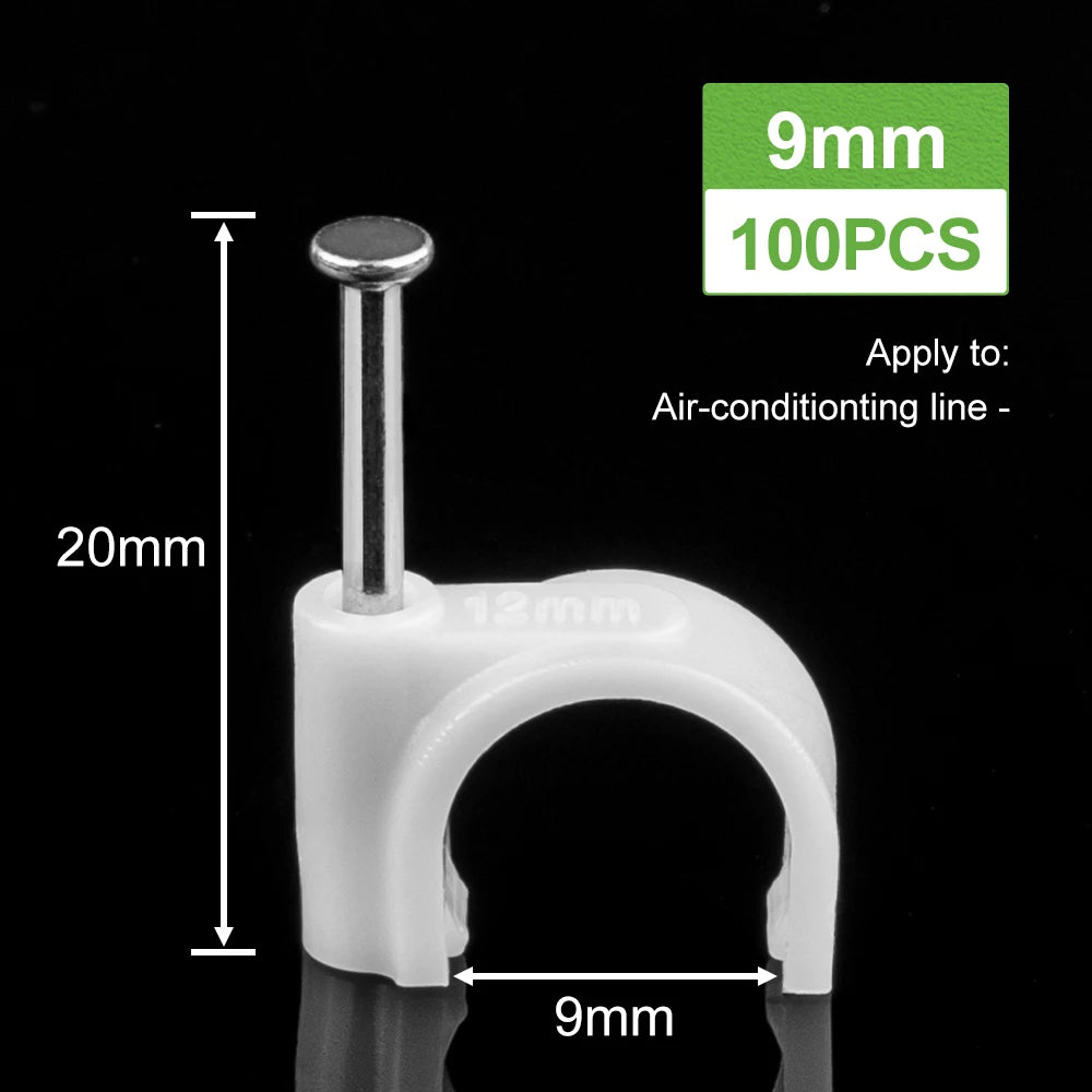Perfekte Kabelorganisation: 100 weiße Kreis-Nagel Clips für 4-12mm Kabel