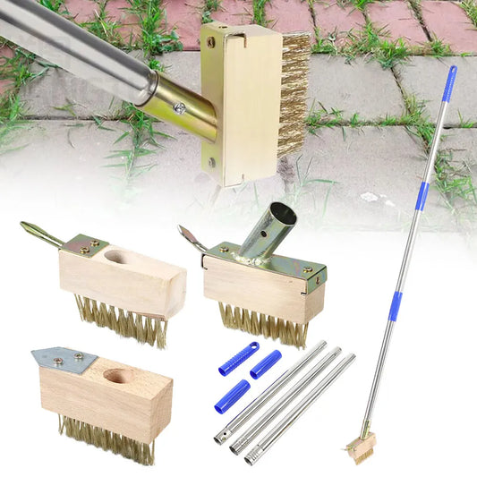 Manuelle Gartenreinigungsbürste mit Stahlborsten für Unkraut und Moos