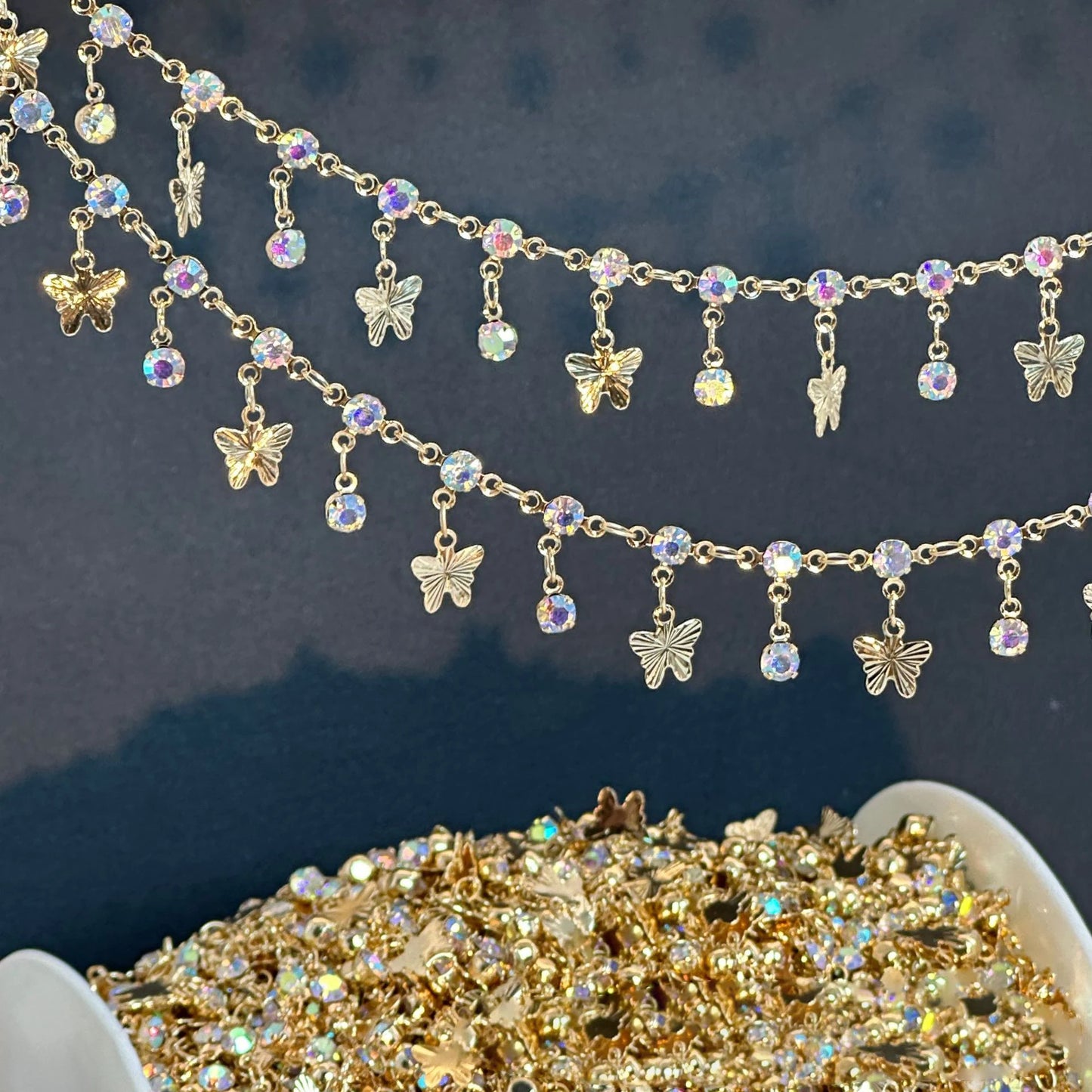 1 Meter Kupferkette mit Schmetterling Charms für DIY Schmuckherstellung