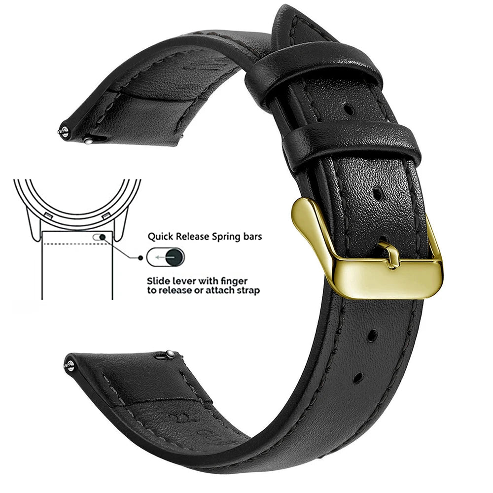 Echtleder Uhrenarmband Schnellverschluss 18/20/22mm für viele Smartwatches