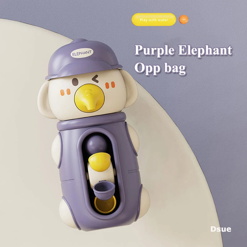 Interaktives Baby Badespielzeug mit Saugnapf - Wasserrad, Ente/Elefant